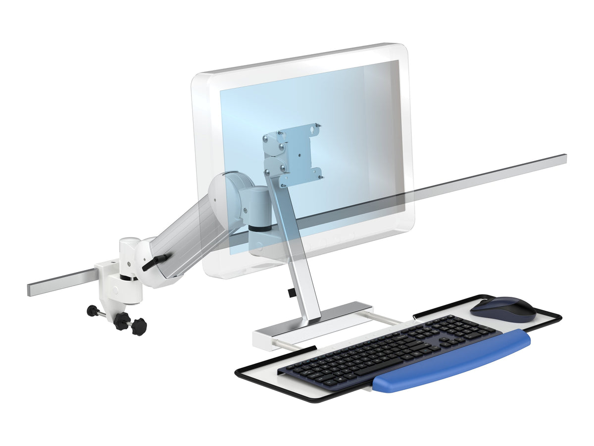 PANTHERA Schwenkarm K-21056 mit Monitor und Tastatur an waagerechter Normschiene
