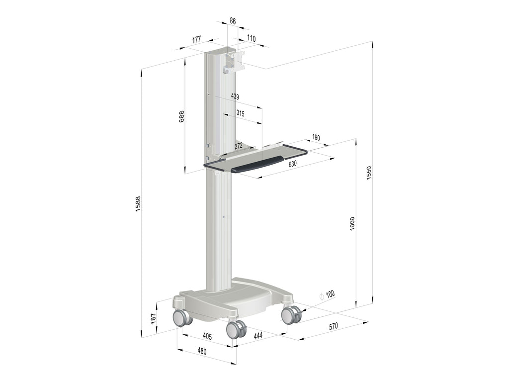 SMART-LIFT Visitenwagen K-25071, Maßzeichnung