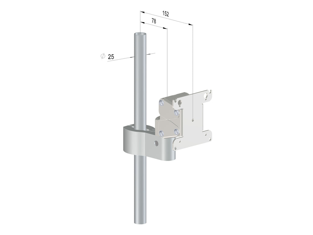 Monitor-Rohrhalterung K-5612-RD25, Maßzeichnung