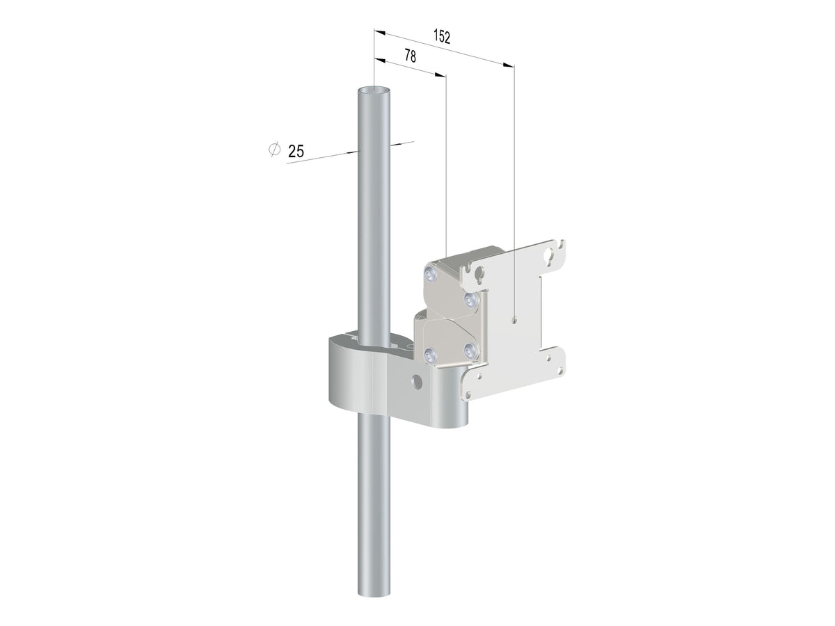 Monitor-Rohrhalterung K-5612-RD25, Maßzeichnung