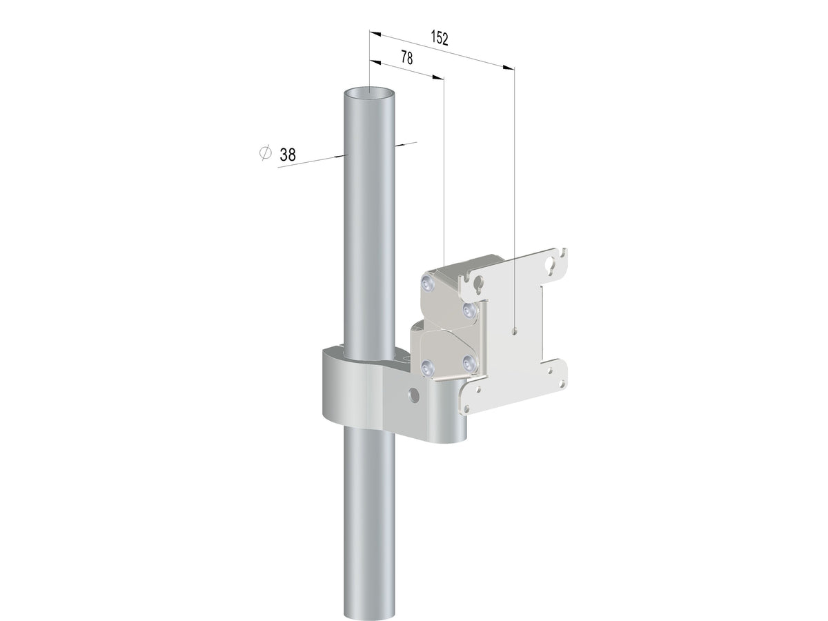 Monitor-Rohrhalterung K-5612-RD38, Maßzeichnung